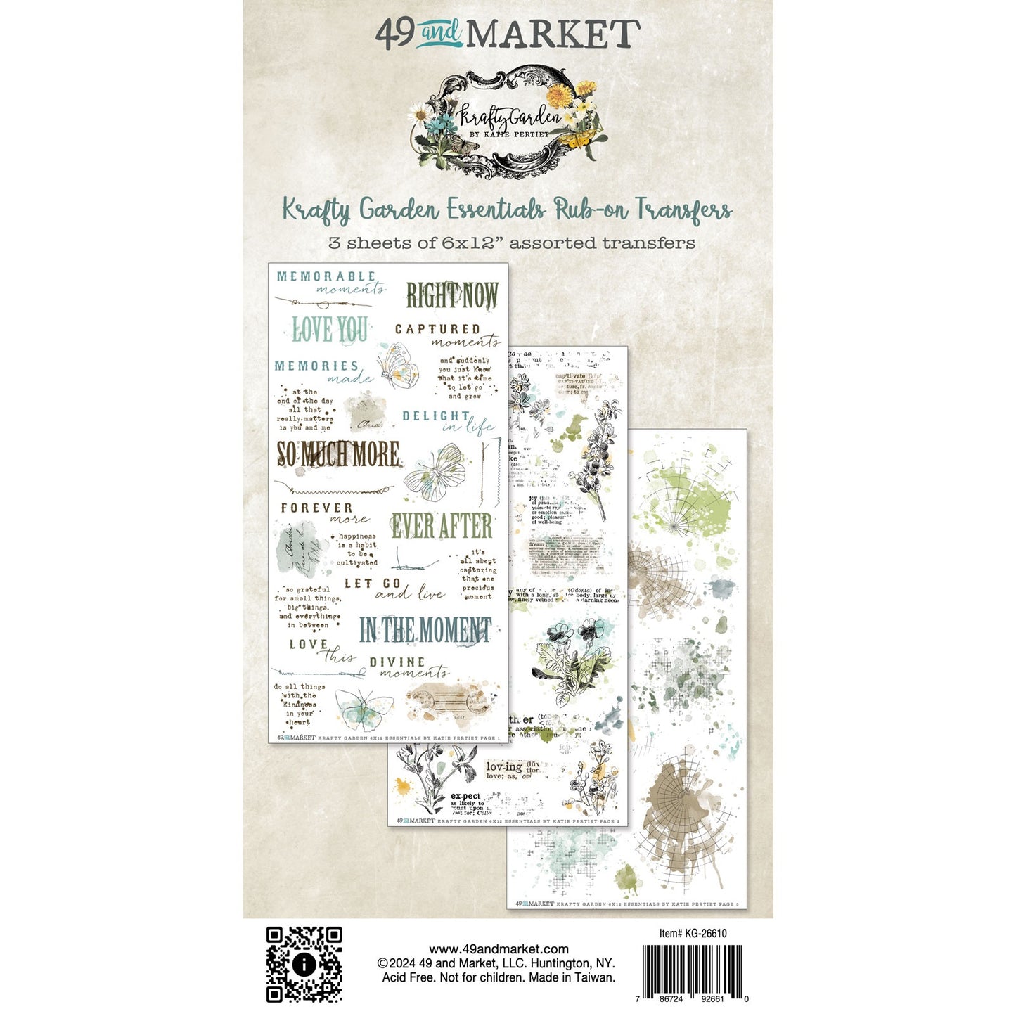 49 And Market Krafty Garden Rub-On Transfer Set-Essentials