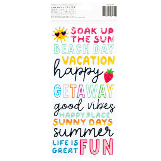 Pebbles Fun In The Sun Thickers Stickers -Puffy Phrase
