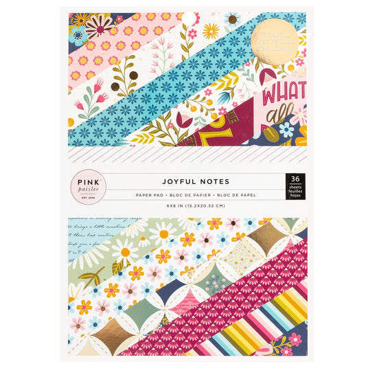 Pink Paislee Joyful Notes Double-Sided Paper Pad 6X8-Gold Foil