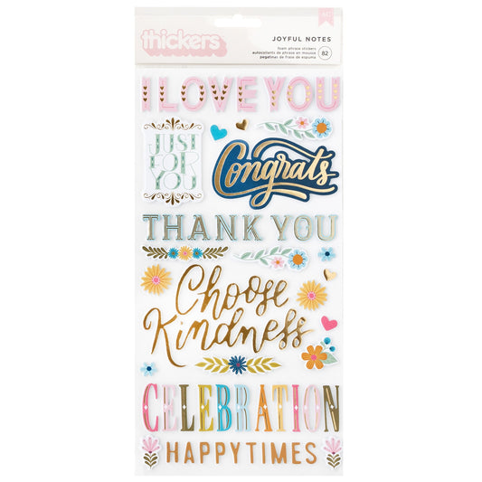Pink Paislee Joyful Notes Thickers Stickers -Gold Foil Phrase