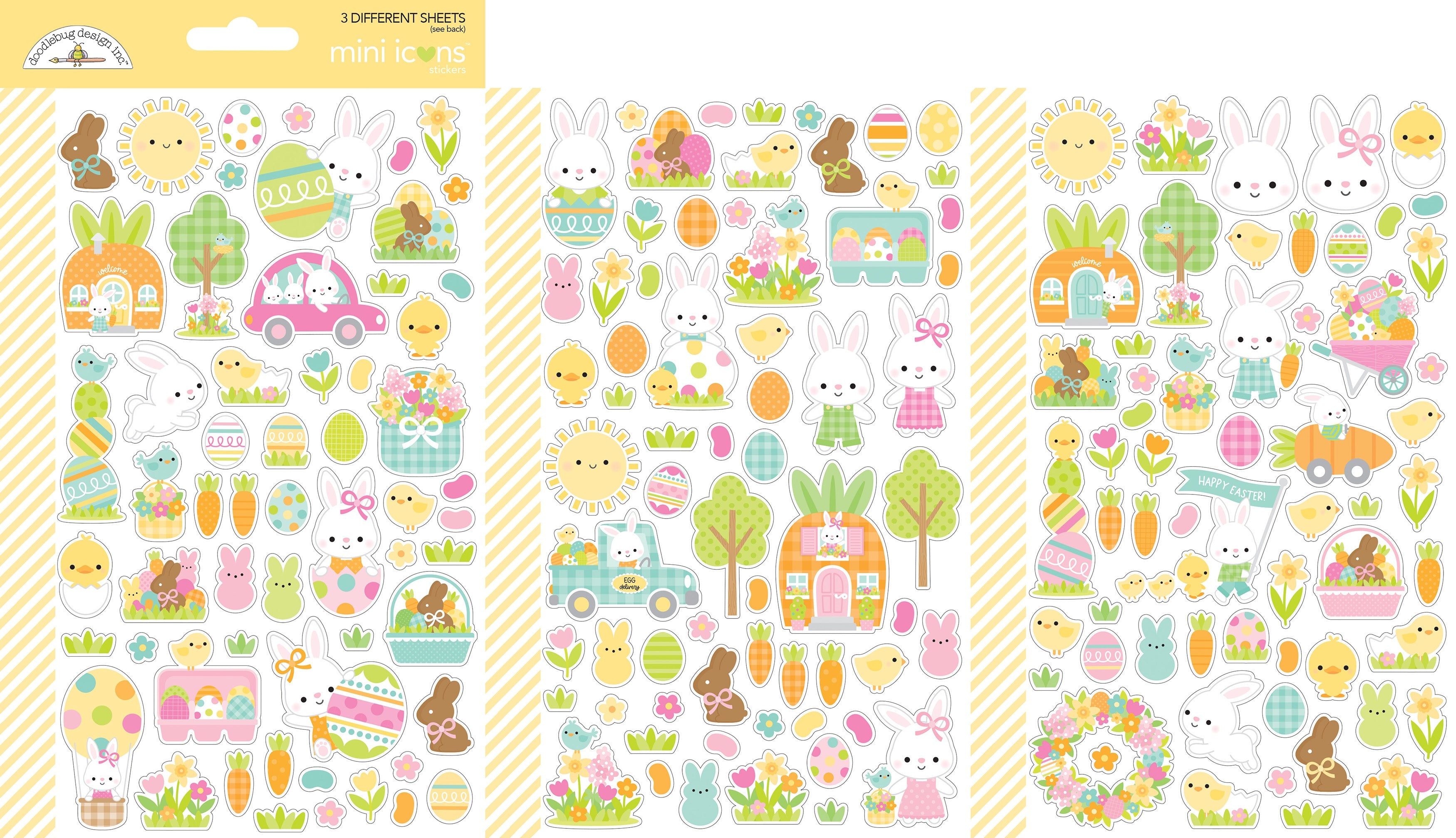 Doodlebug Bunny Hop Mini Cardstock Stickers-Icons