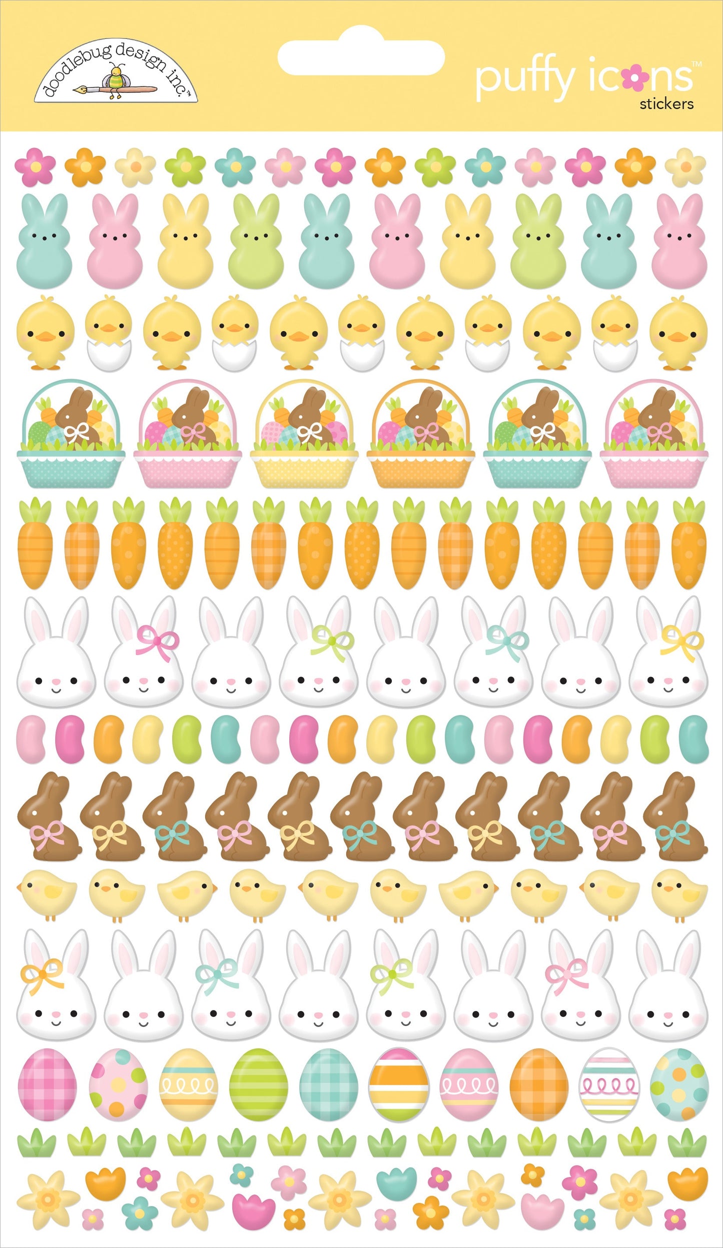 Doodlebug Bunny Hop Puffy Stickers-Icons