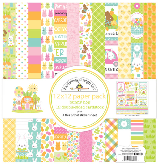 Doodlebug Bunny Hop Double-Sided Paper Pack 12X12