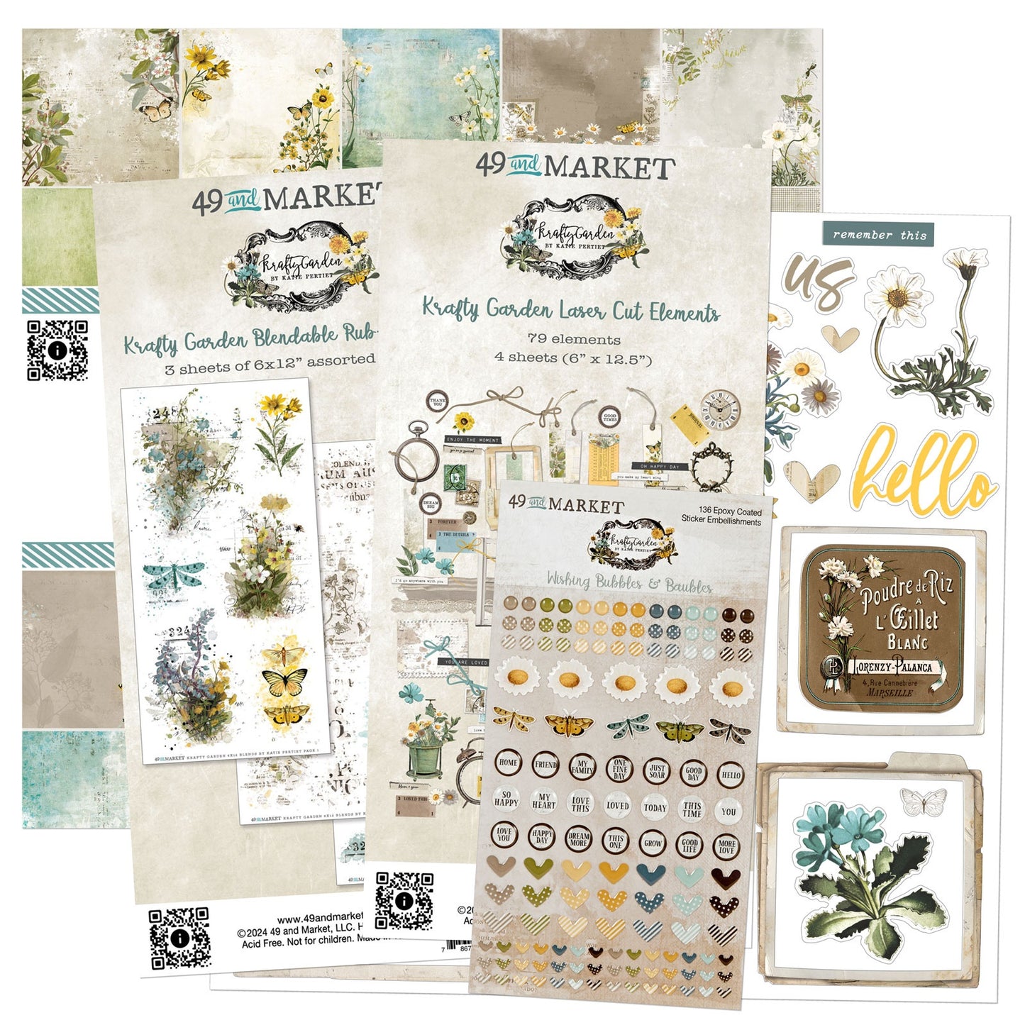 49 And Market Krafty Garden Collection Bundle With Custom Chipboard