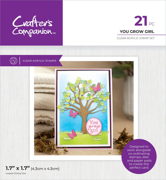 Crafter's Companion Garden Collection Clear Acrylic Stamps-You Grow Girl