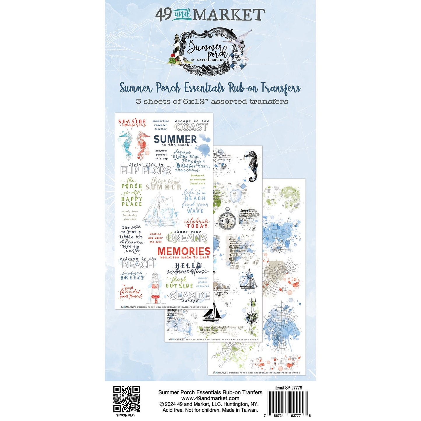 49 And Market Summer Porch Rub-on Transfer Set-Essentials