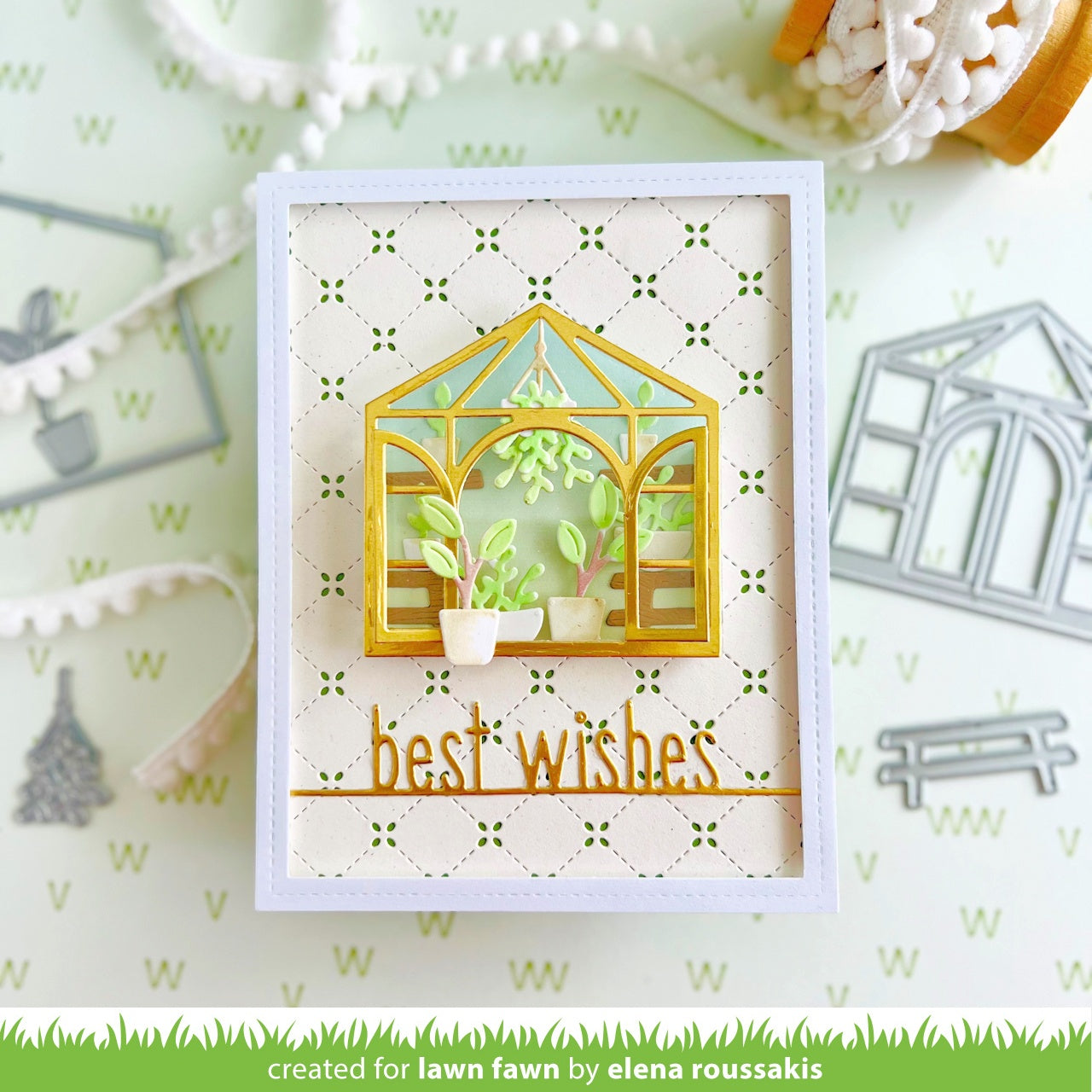 Lawn Cuts Custom Craft Die-Best Wishes Line Border