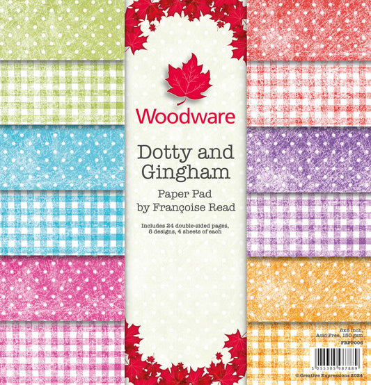 Woodware Dotty And Gingham Paper Pad 8x8
