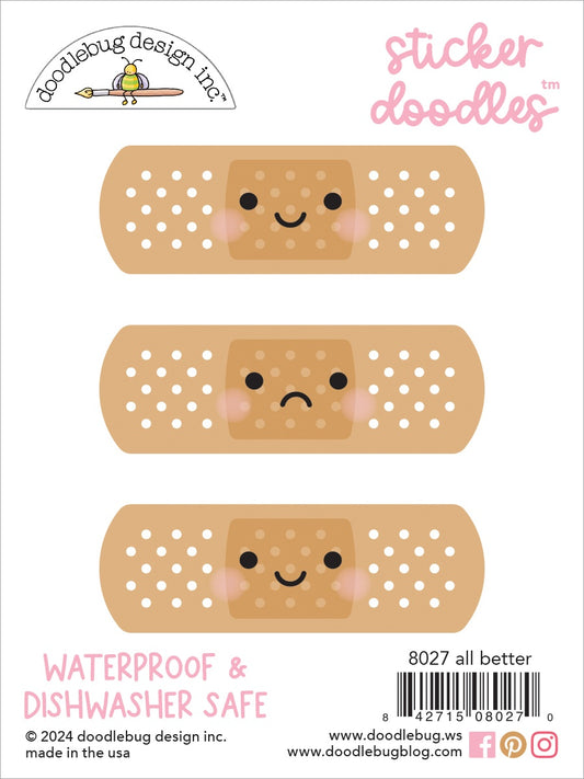 Doodlebug Happy Healing Water Bottle Sticker Doodles-All Better