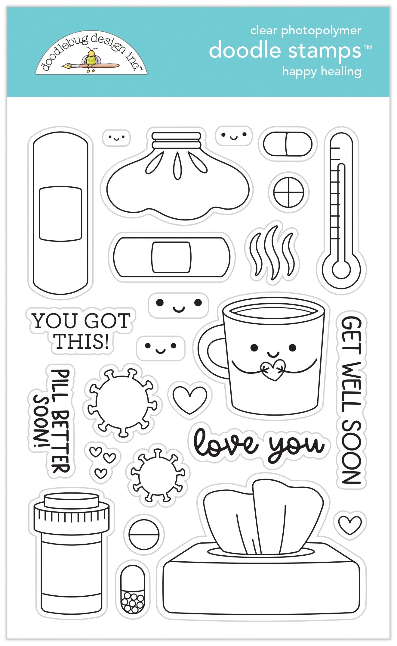Doodlebug Happy Healing Clear Doodle Stamps