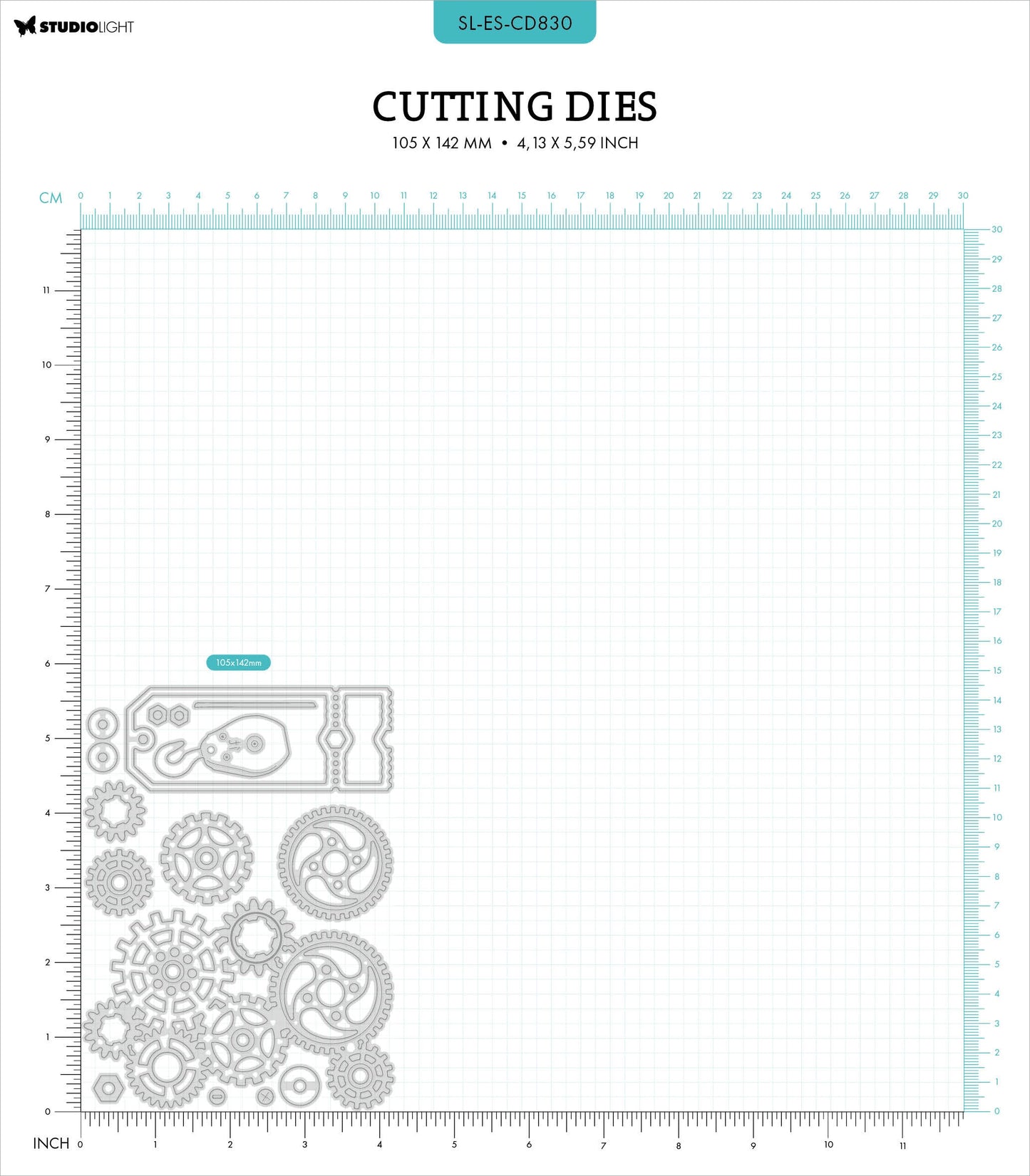 Studio Light Gearhead's Workshop Cutting Die-Gears & Ticket