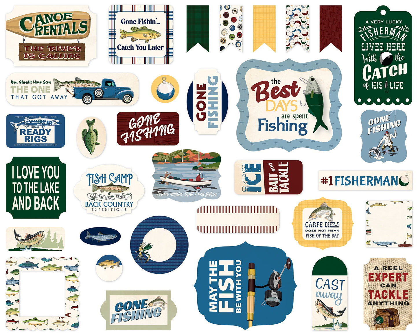 Carta Bella Gone Fishing Cardstock Ephemera-Icons