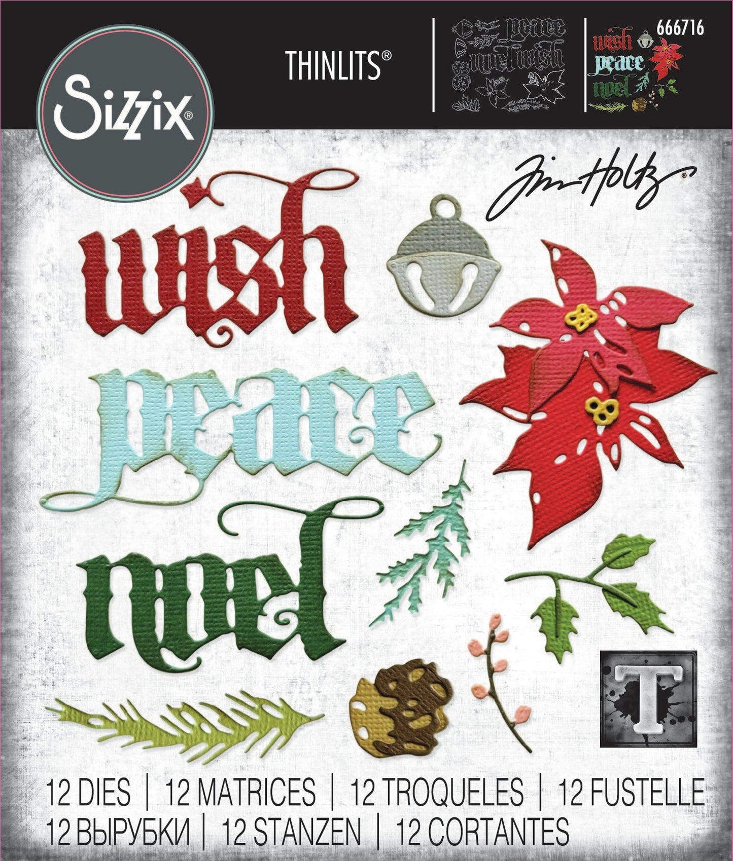 Sizzix Thinlits Die Set 12/Pkg By Tim Holtz-Vault Holiday Classic