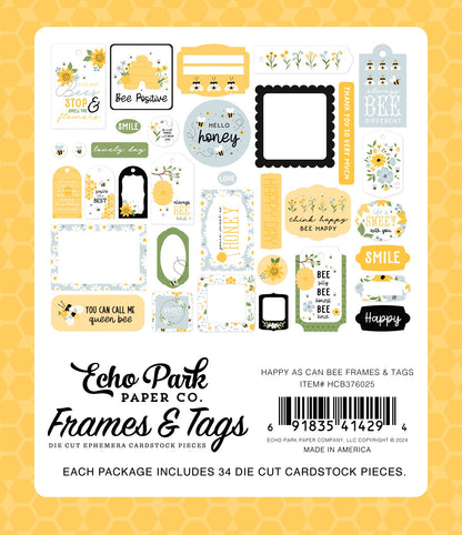 Echo Park Happy As Can Bee Cardstock Ephemera-Frames & Tags