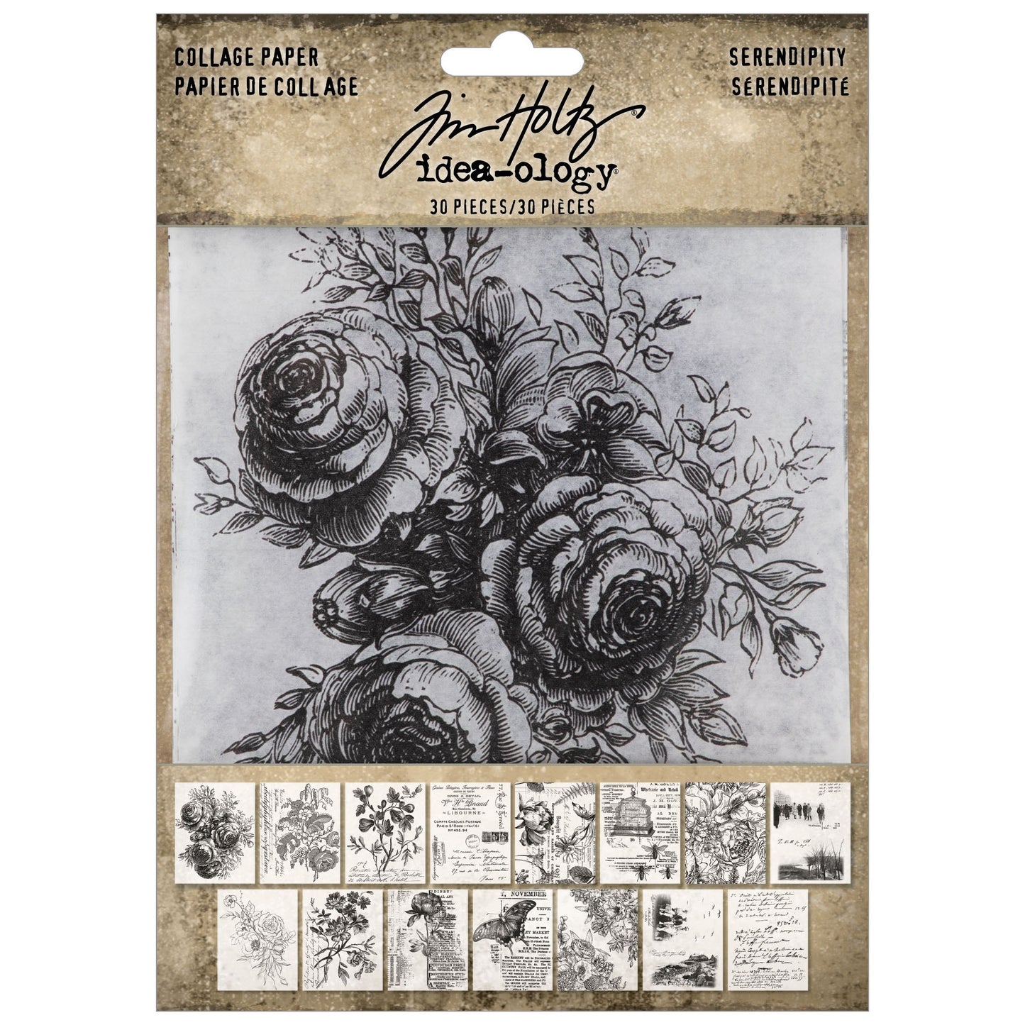 Tim Holtz Idea-ology Collage Paper Serendipity-30 Pieces