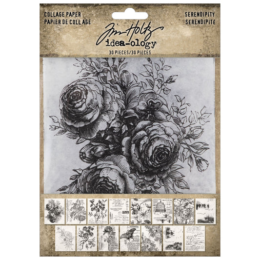 Tim Holtz Idea-ology Collage Paper Serendipity-30 Pieces