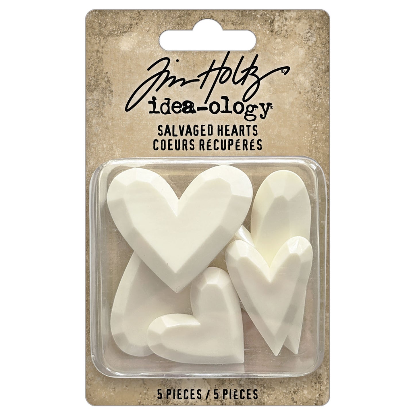 Tim Holtz Idea-ology Salvaged Hearts-5 Pieces