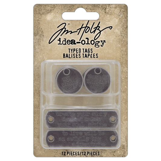 Tim Holtz Idea-ology Typed Tags-12 Pieces