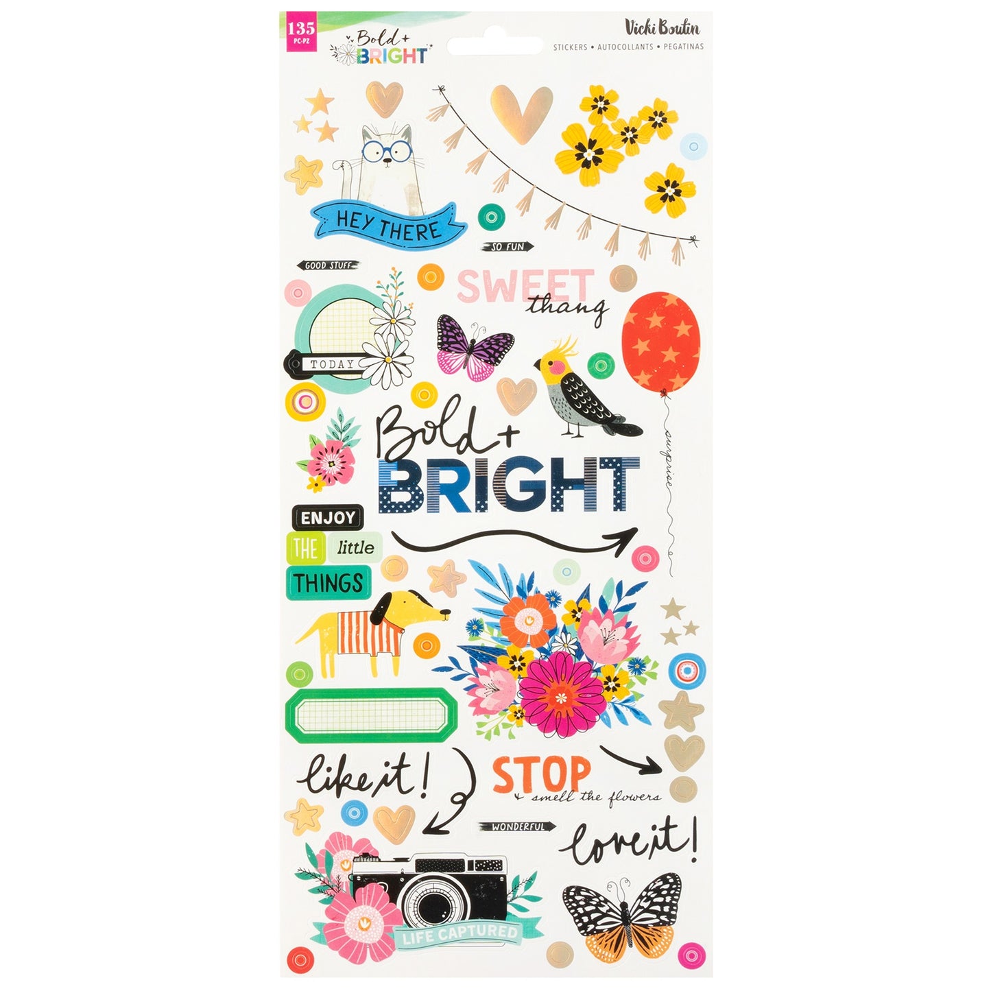 Vicki Boutin Bold And Bright Cardstock Stickers 6"X12"-135 Pieces