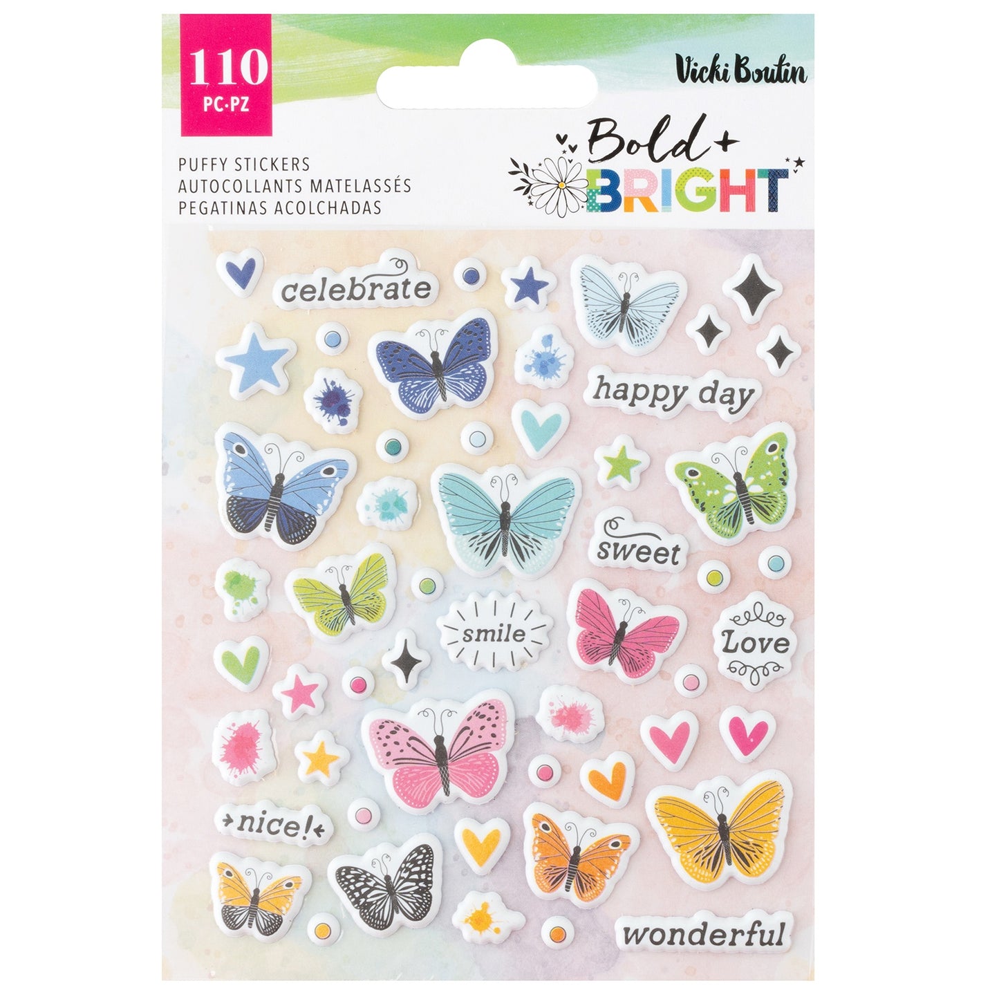 Vicki Boutin Bold And Bright Mini Puffy Stickers-110 Pieces