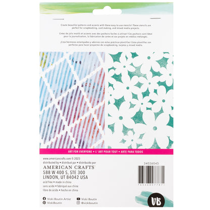 Vicki Boutin Bold And Bright Stencil Pack 3/Pkg-Diamond In The Rough