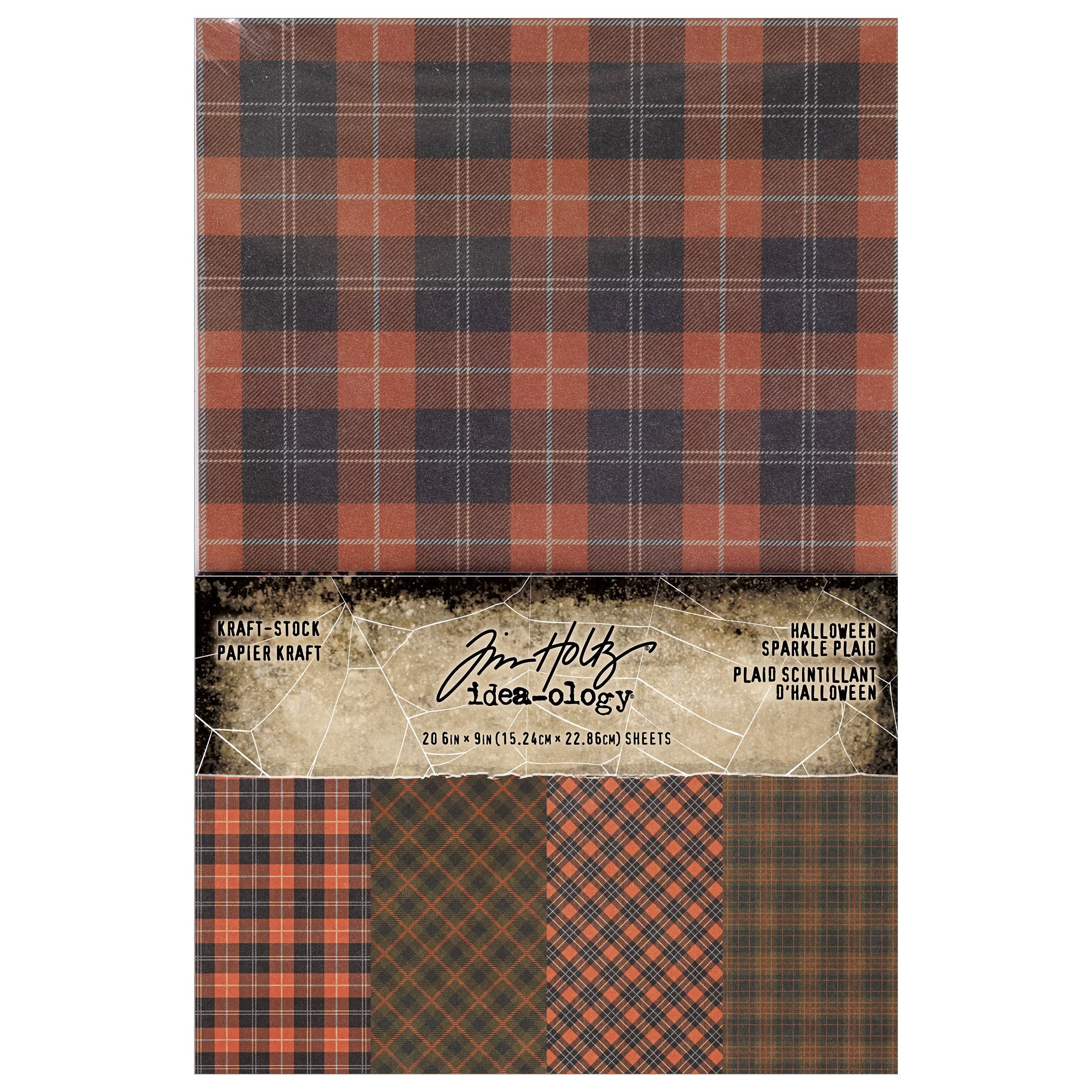 Tim Holtz Idea-ology-Kraft-stock Halloween Sparkle Plaid - Halloween 2024