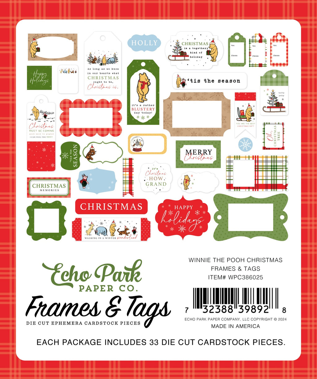 Winnie the Pooh Christmas Ephemera-Frames & Tags