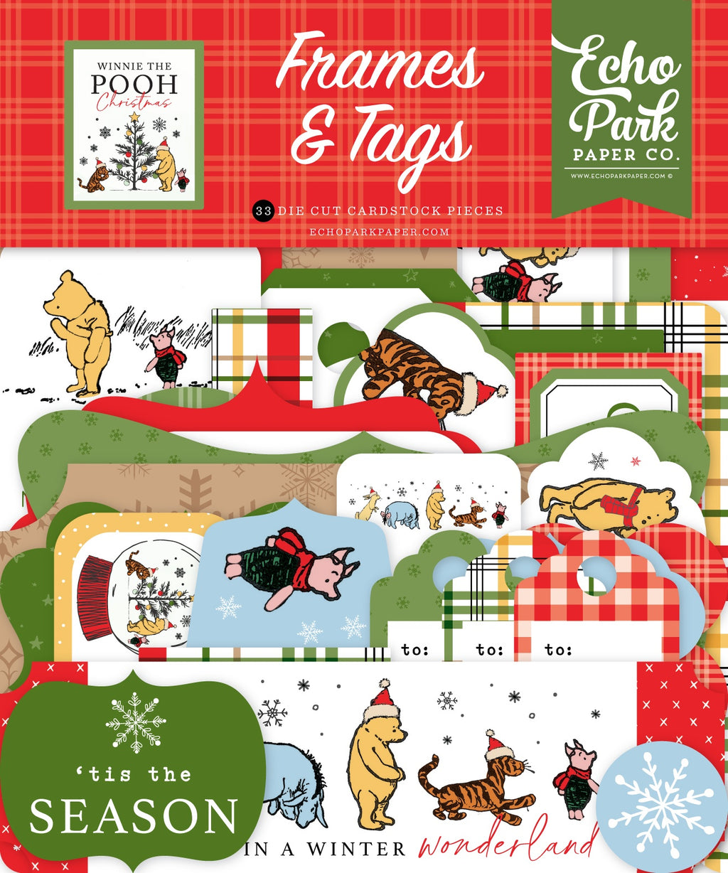Winnie the Pooh Christmas Ephemera-Frames & Tags