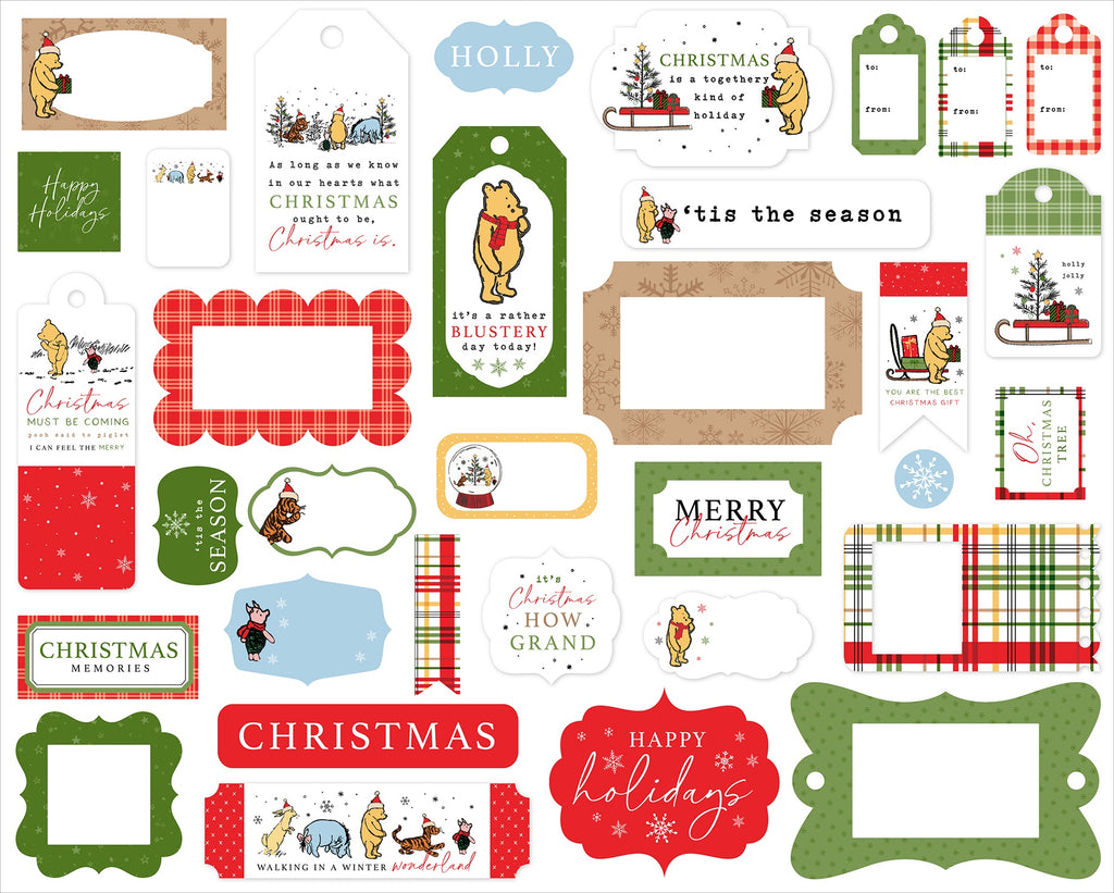 Winnie the Pooh Christmas Ephemera-Frames & Tags