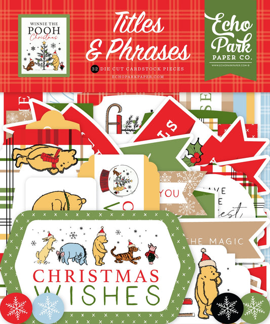 Echo Park Winnie the Pooh Christmas Cardstock Ephemera-Title & Phrase