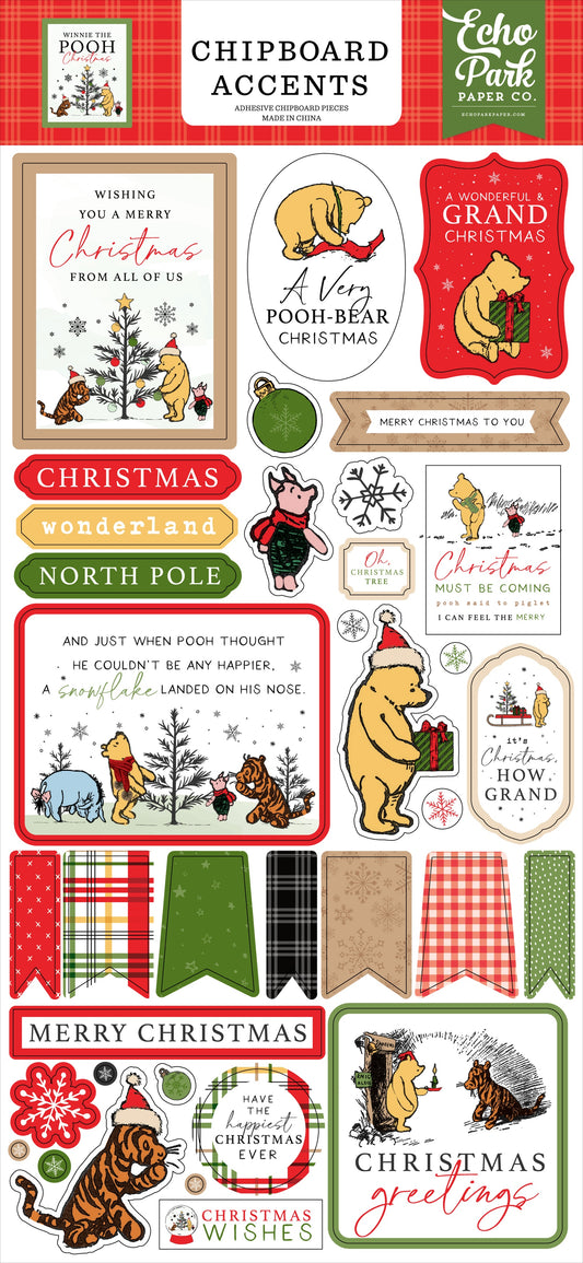 Echo Park Winnie the Pooh Christmas Chipboard 6x13-Accents