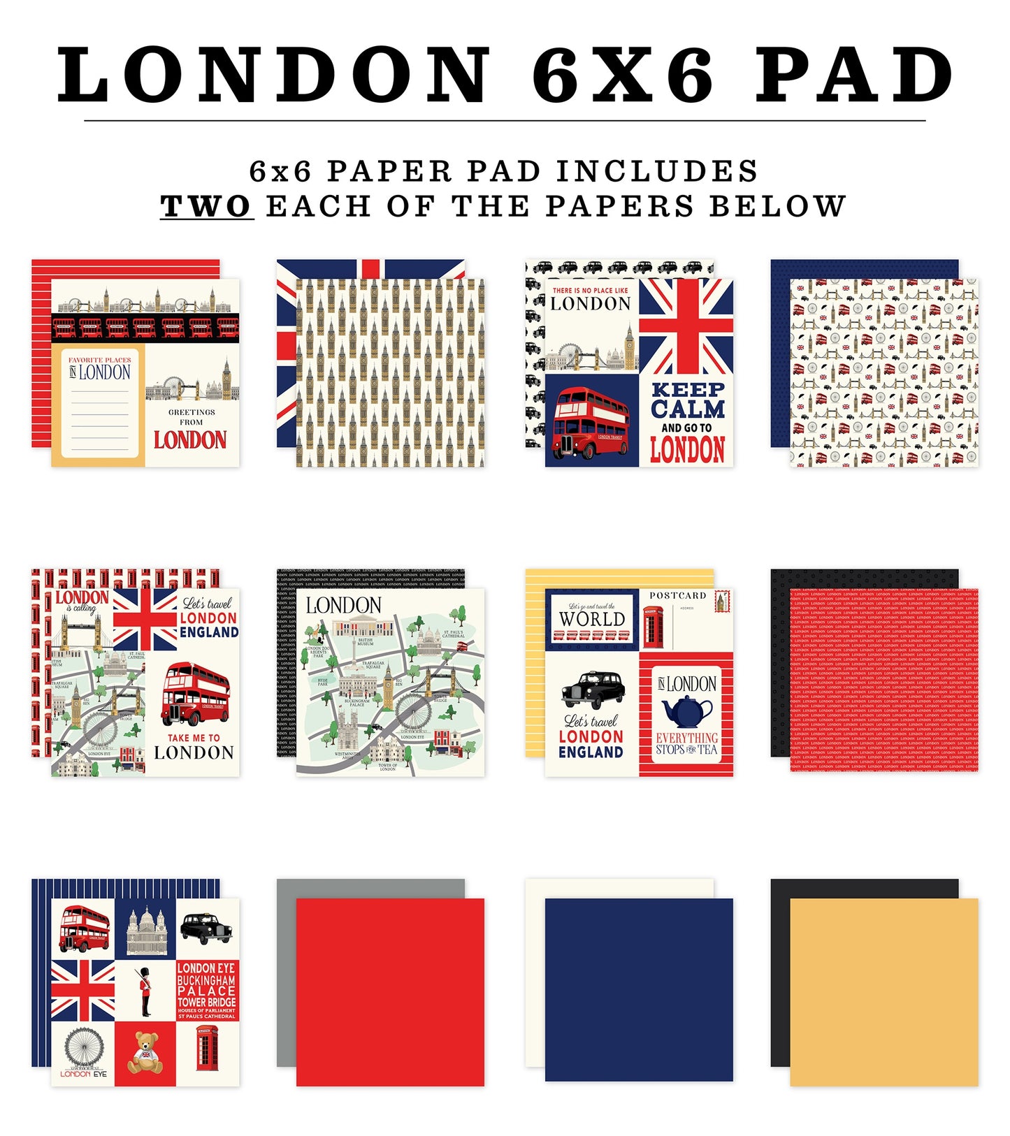 Carta Bella London Double-Sided Paper Pad 6"X6"