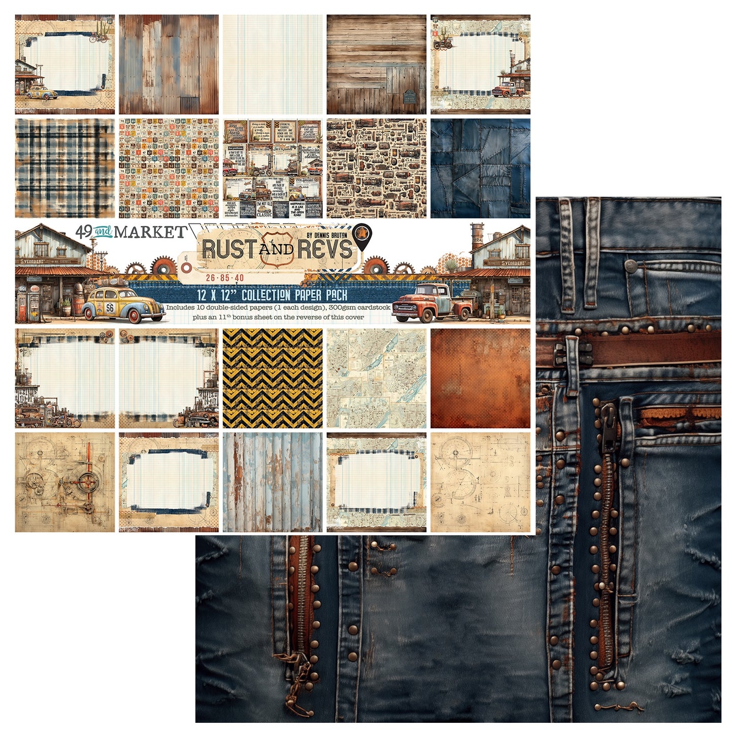 49 and Market Rust and Revs Collection Pack 12"X12"