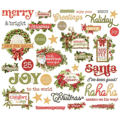 Simple Stories Simple Vintage Yuletide Bits & Pieces Die-Cuts-Sentiment