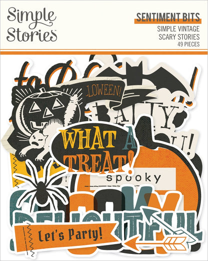 Simple Stories Simple Vintage Scary Stories Bits & Pieces-Sentiment