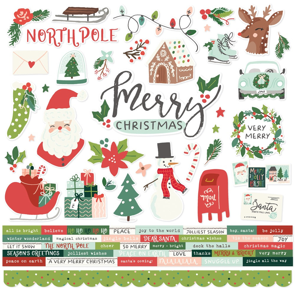 Simple Stories Santa's Village Cardstock Stickers-12"X12"