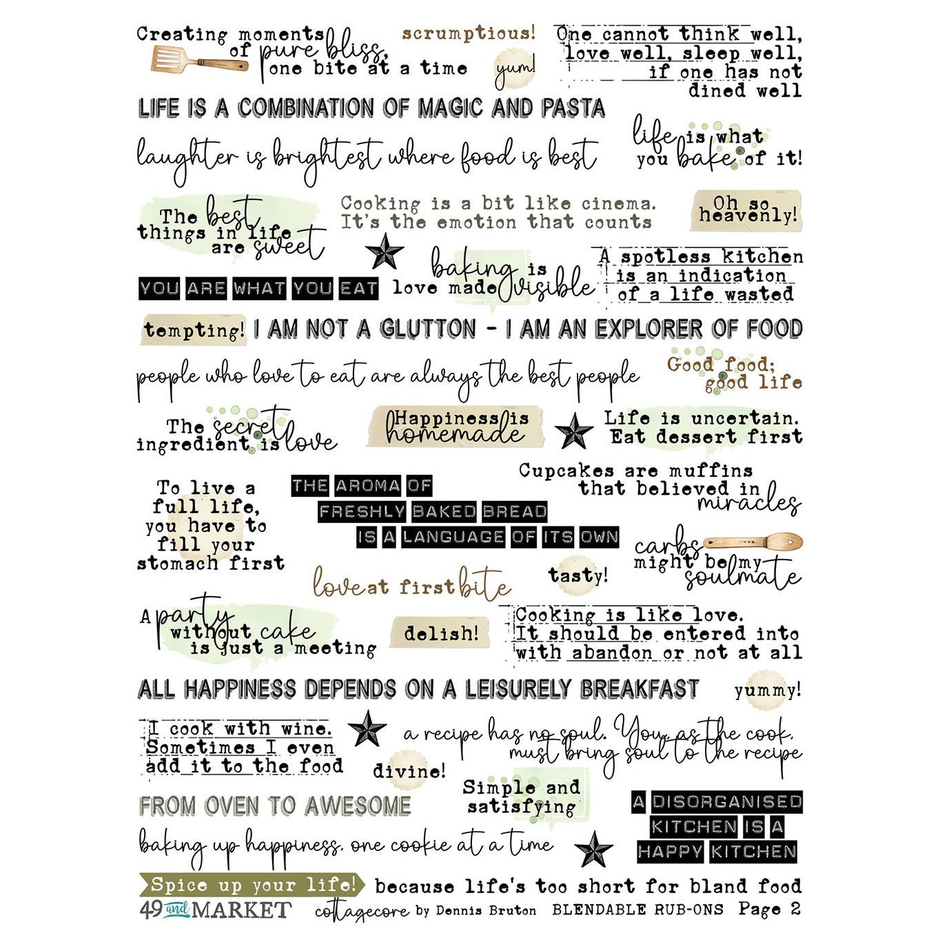 49 And Market Cottagecore Rub-On Transfer Set , Kitchen Edition