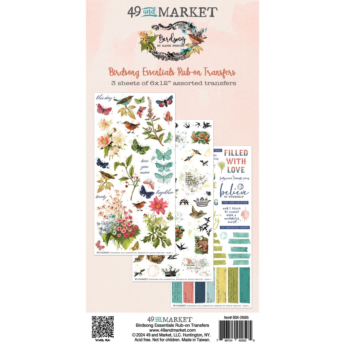 49 And Market Birdsong Rub-On Transfer Set-Essentials