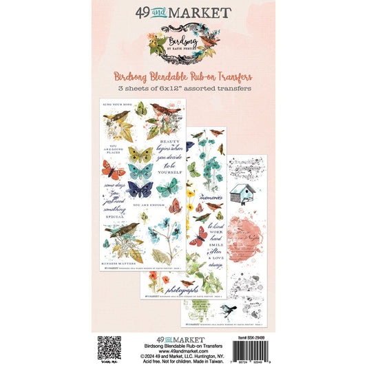 49 And Market Birdsong Rub-On Transfer Set-Blendable