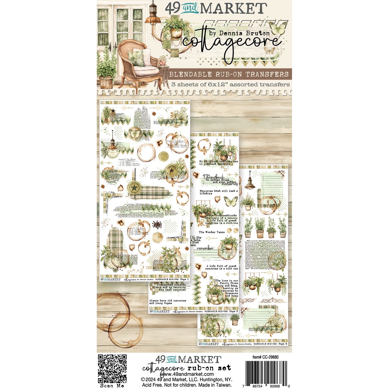 49 And Market Cottagecore Rub-On Transfer Set