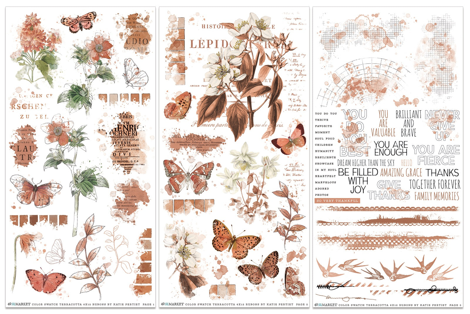 49 And Market  Color Swatch: Terracotta Rub-On Transfer Set