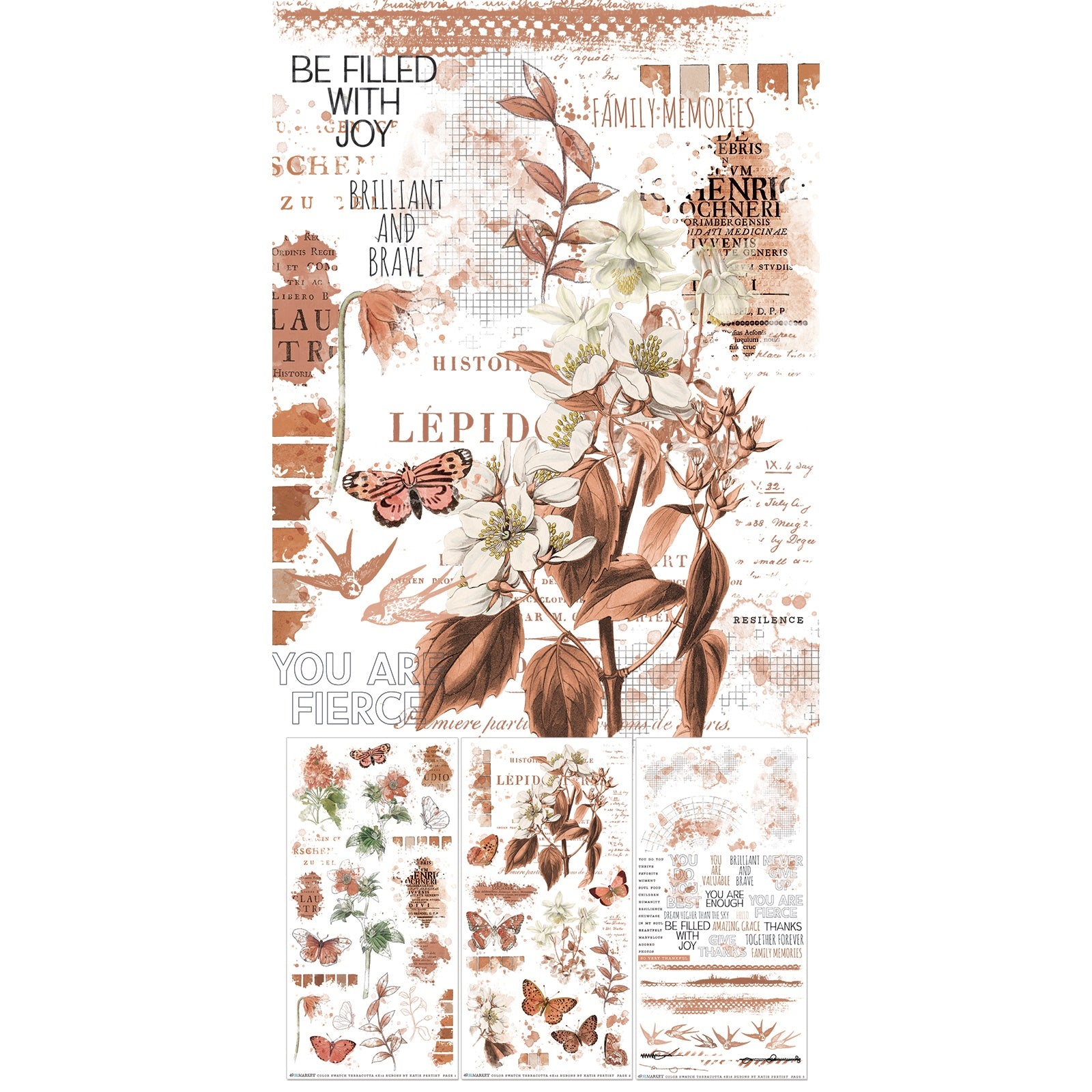 49 And Market  Color Swatch: Terracotta Rub-On Transfer Set