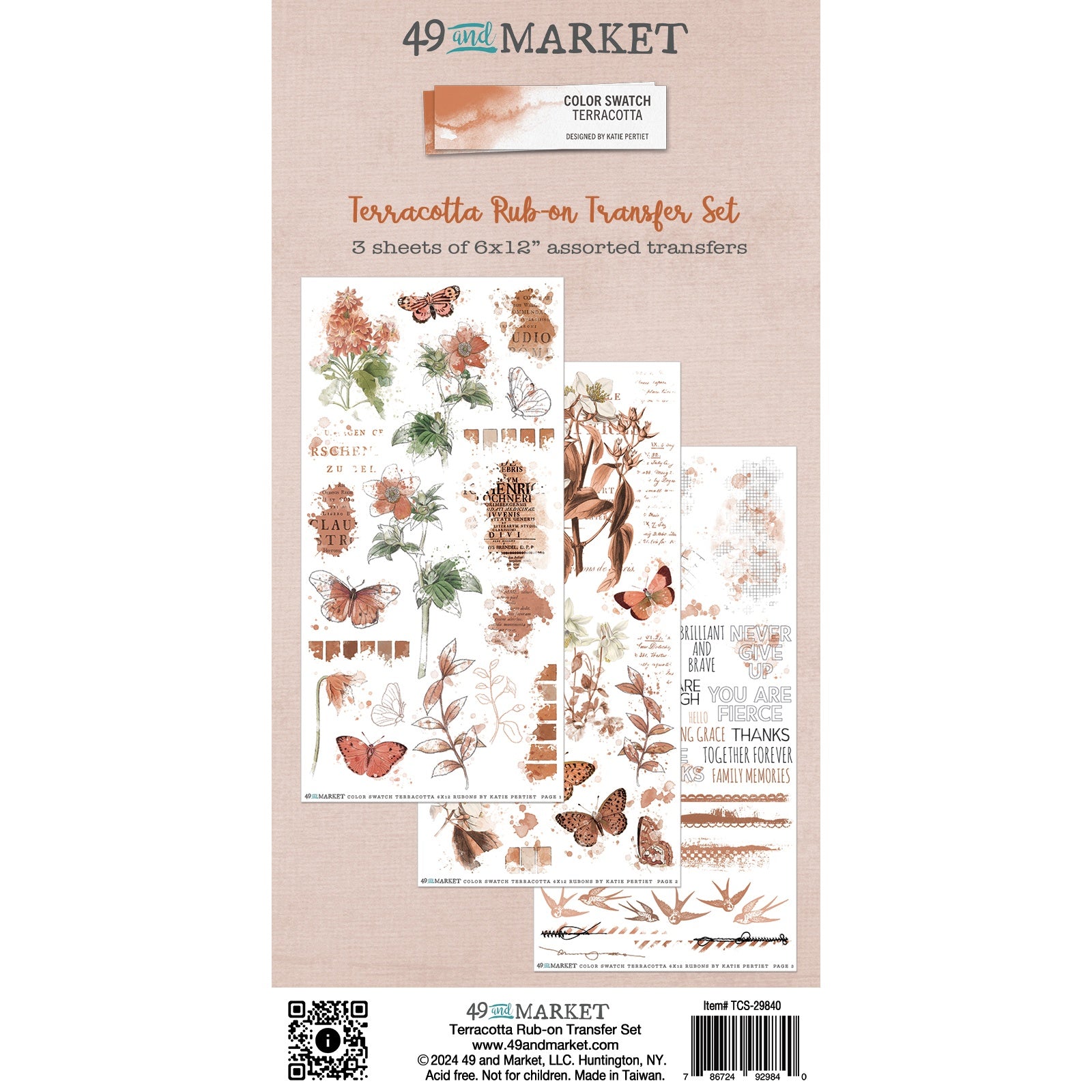 49 And Market  Color Swatch: Terracotta Rub-On Transfer Set