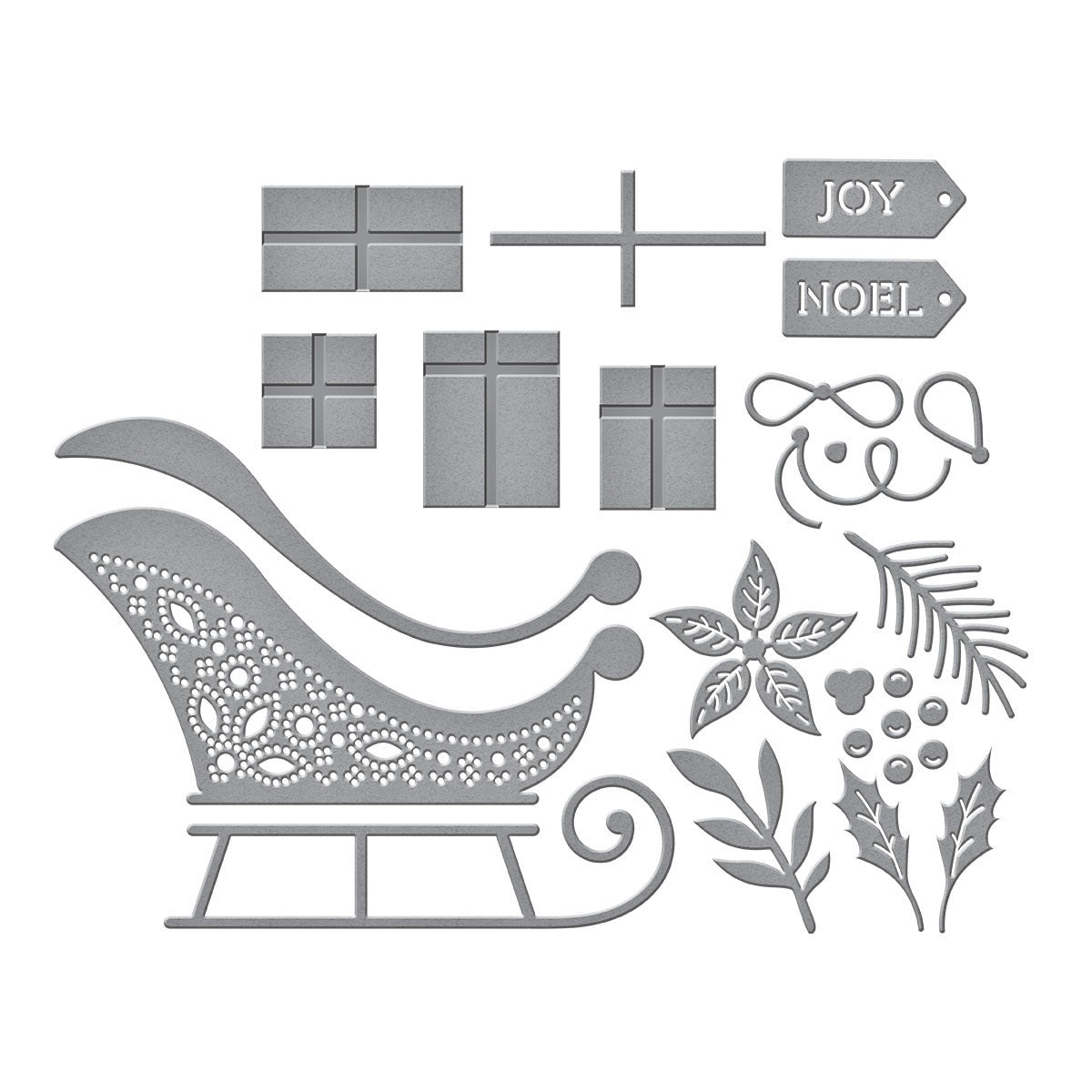 Spellbinders Etched Dies From Home For The Holidays-Delivering Joy Sleigh