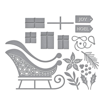 Spellbinders Etched Dies From Home For The Holidays-Delivering Joy Sleigh