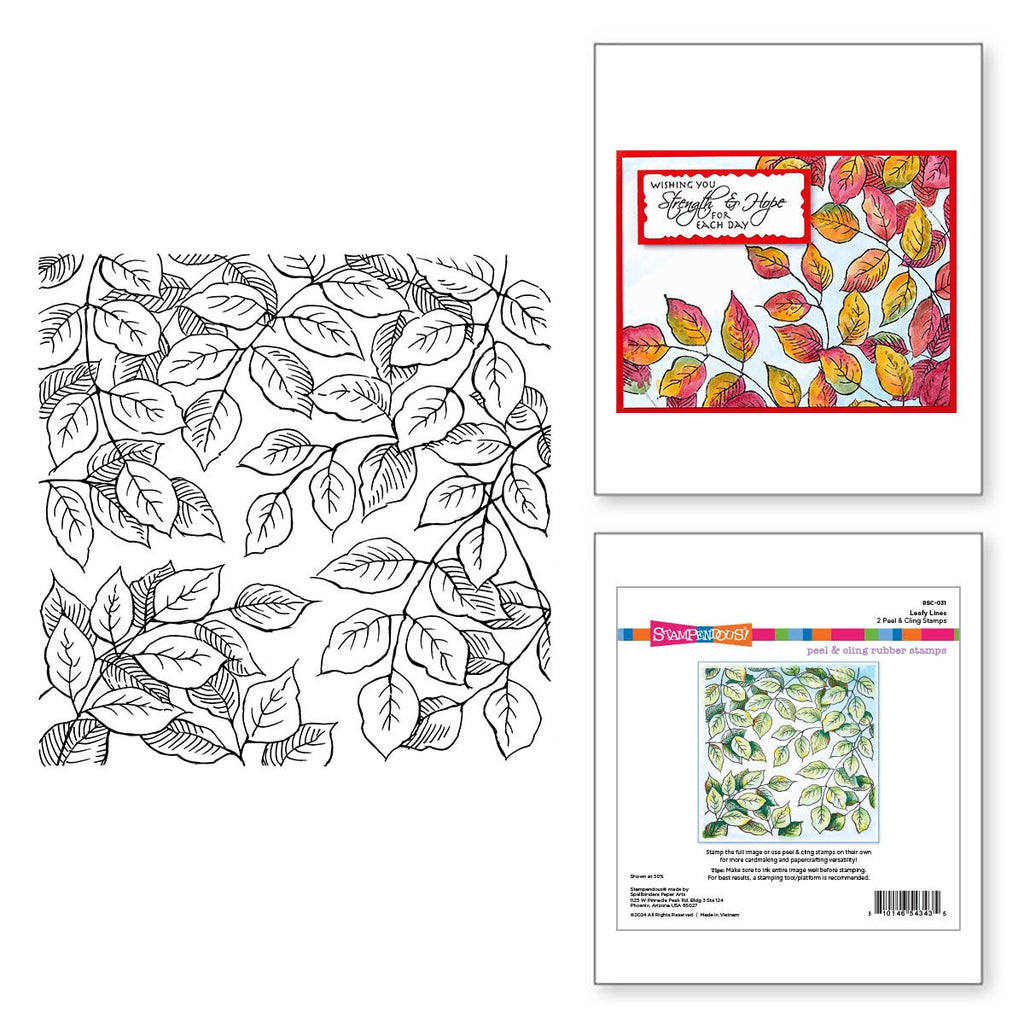 Stampendous Cling Rubber Stamp From Beautiful Backgrounds-Leafy Lines