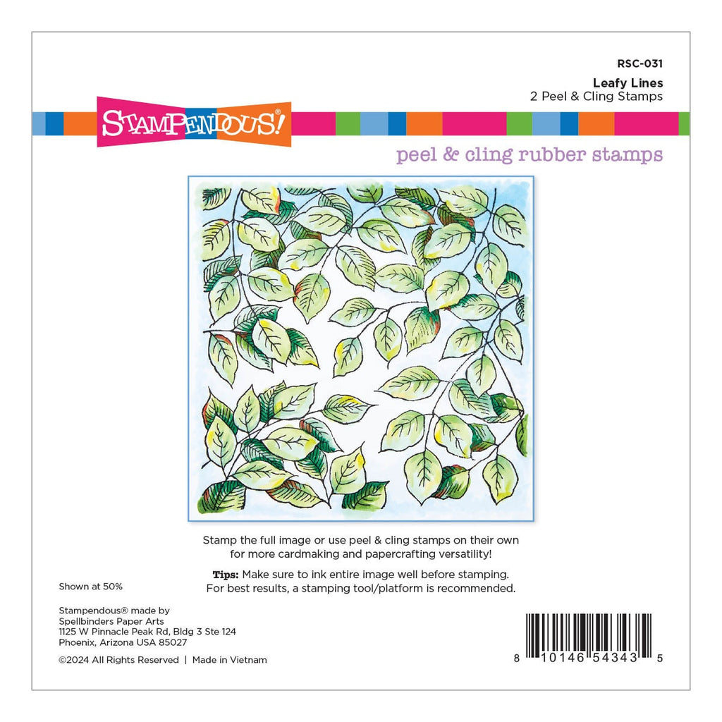 Stampendous Cling Rubber Stamp From Beautiful Backgrounds-Leafy Lines