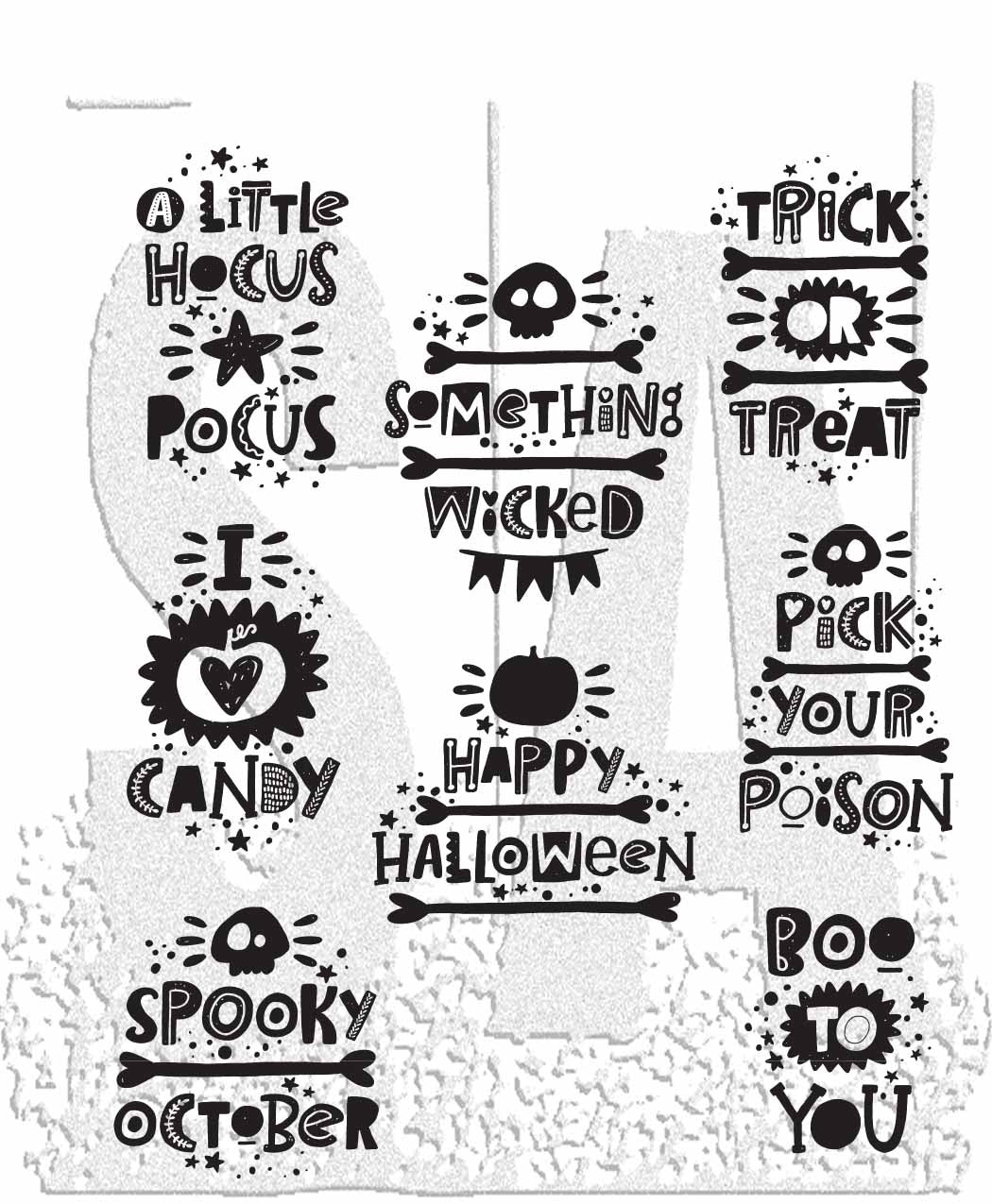 Tim Holtz Cling Stamps 7"X8.5"-Halloween Whatnots