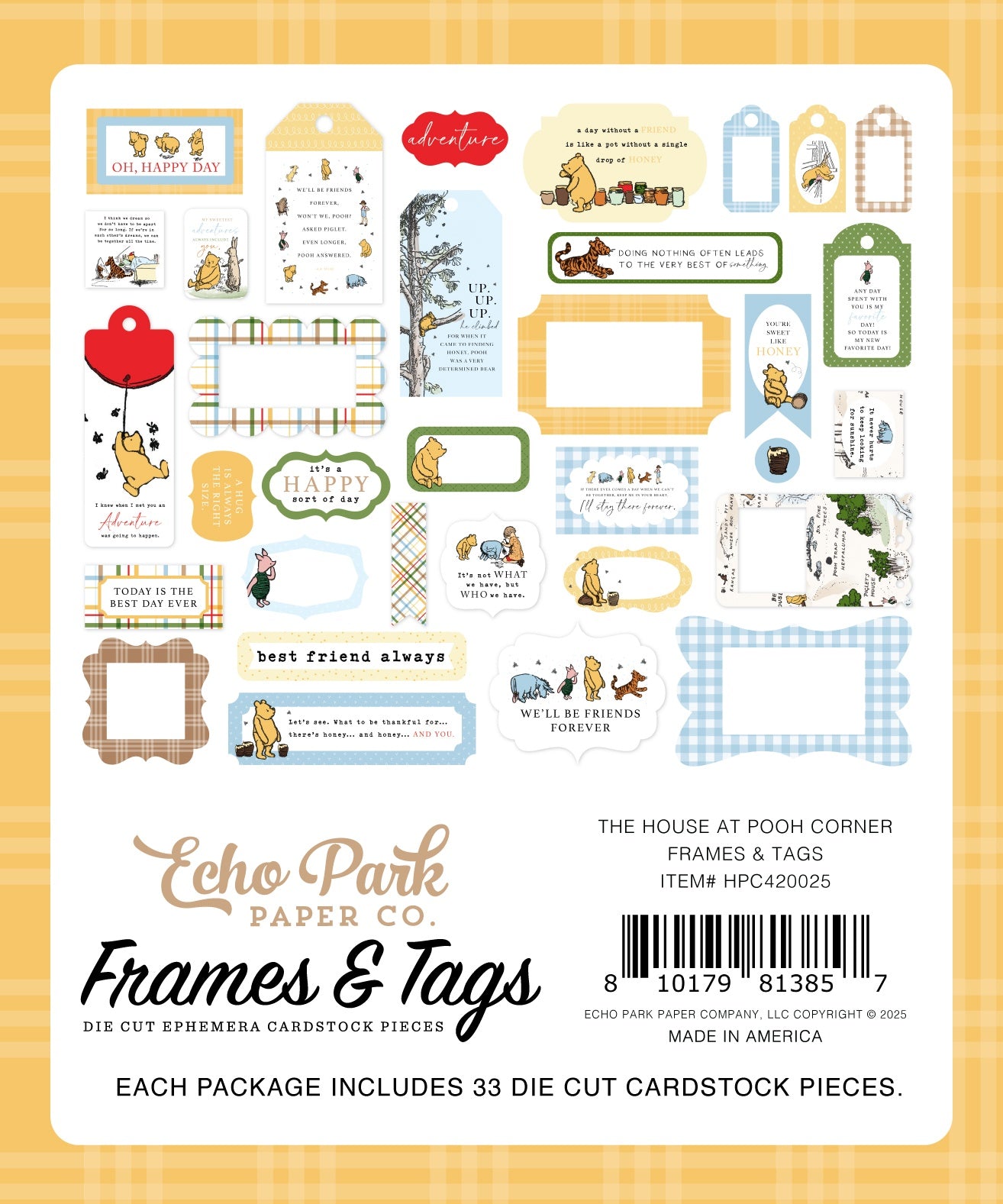 Echo Park The House At Pooh Corner Ephemera-Frames & Tags