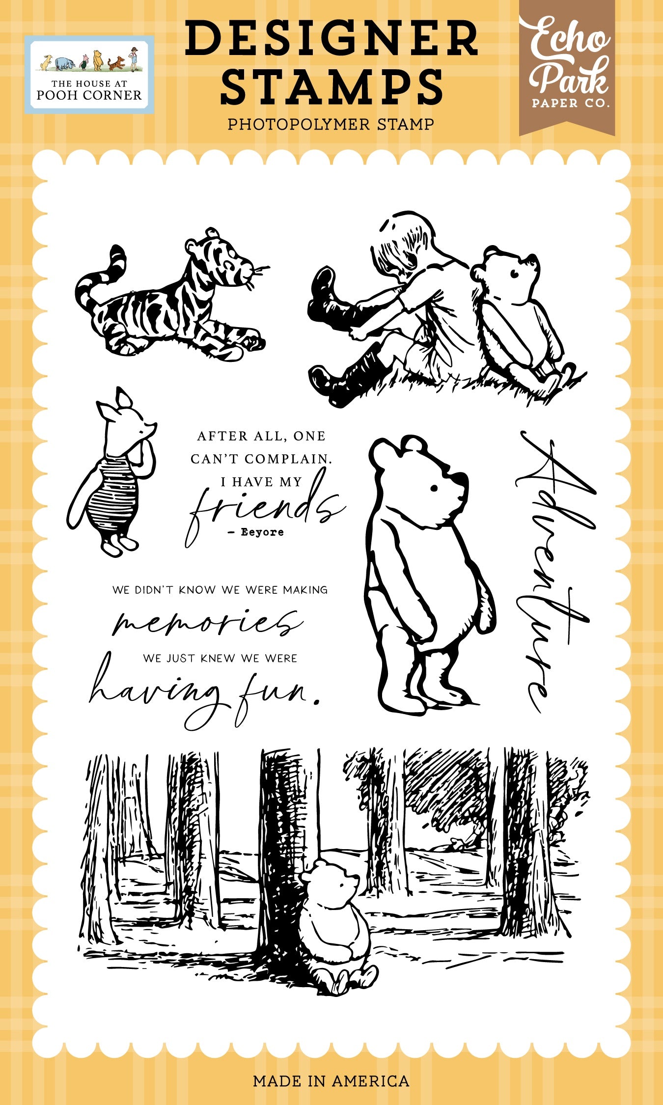 Echo Park The House At Pooh Corner Stamp Set-Winnie In The Woods